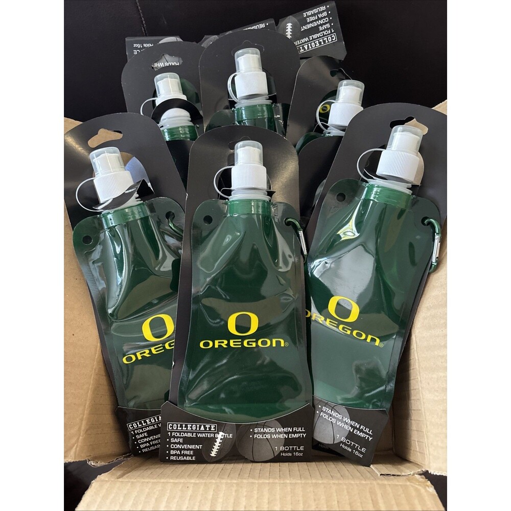 Lot Set of 12 NCAA Oregon Ducks 16 oz Foldable Water Bottle Gameday